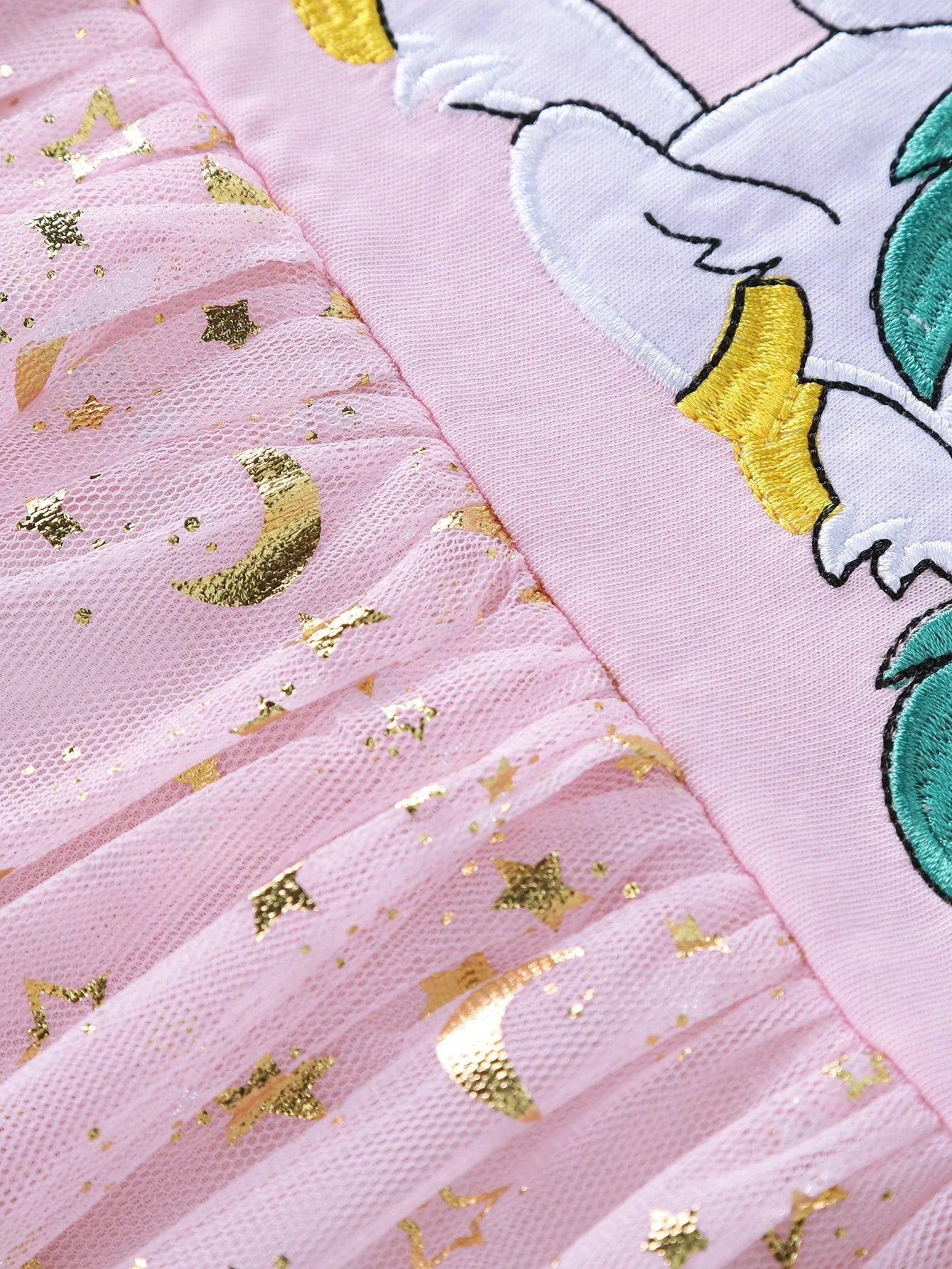 Summer New Girl's Cotton Unicorn Embroidered Mesh Spliced Sleeveless Dress SH1701