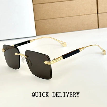 2024 Fashion Sunglasses For Men Luxe Rimless Sunglasses Women Trendy Vintage Glasses Lunette Soleil Femme Gafas De Sol Hombre