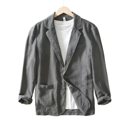 White Cotton Linen Suit Coat Men's Spring Summer Pure Color Slim Casual Business Thin Mens Blazer Jacket Comfortable Breathable