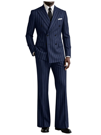 Men's Striped 2 Piece Suit Notched Lapel Straight Stripe Coat + Flare Pants Formal Business Wedding Party Prom Tuxedo for Men