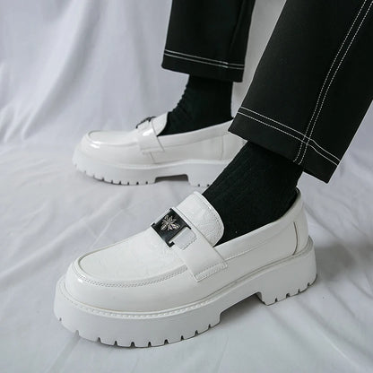 2026 Fashion Bee Design Men's Leather Shoes Thick Sole Luxury  Slip On Loafers Comfort Fashio Business Party Formal Dress Shoes