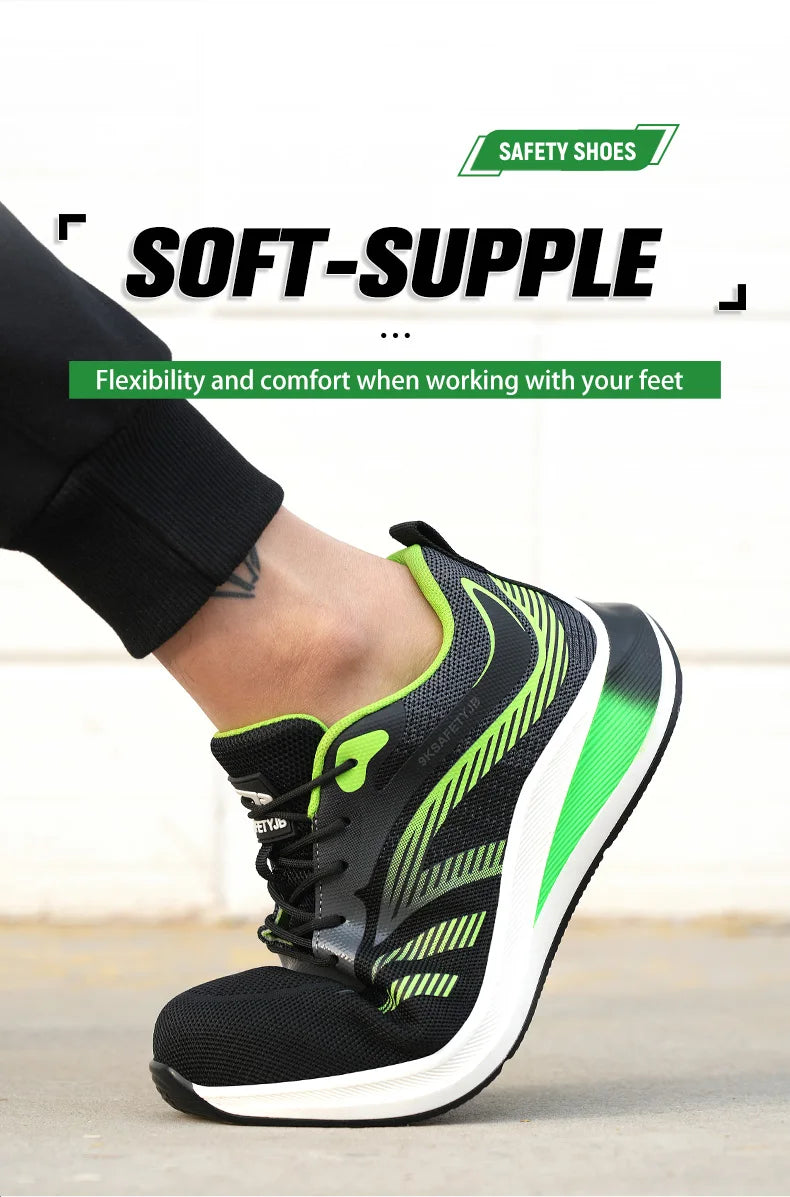 New 2024 Fashion Men Safety Shoes Steel Toe Sneakers Lightweight Anti-smash Anti-puncture Man Breathable Work Safety Boots