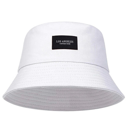 Unisex LOS ANGELES Letter Sticker Bucket Hats Fishermen Caps Outdoor Casual Cap Sunscreen Hat