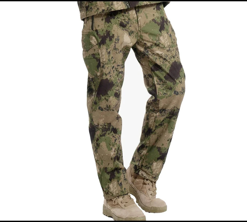 Tactical Pants Soft Shell Fleece Cargo Pants Men Hunting Pants Camouflage  Pant Casual Trousers Unisex Waterproof
