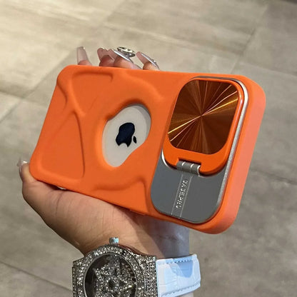 حافظة مغناطيسية بتصميم شعار أنيق لهواتف iPhone 11 12 13 14 15 16 Pro Max Plus، غطاء سيليكون ناعم واقٍ للعدسة قابل للطي مع MagSafe