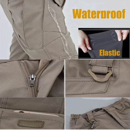 2024 Men's Autumn Tactical Cargo Pants Outdoor Work Pants Multi-pocket Casual Trousers Waterproof Quick Dry Elastic Pants Male