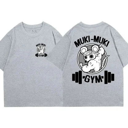 Anime Demon Slayer Uzui Tengen Print T-shirts Unisex Funny Ninja Mice Muki Muki Gym T Shirt Muscular Mouse Oversized 72453