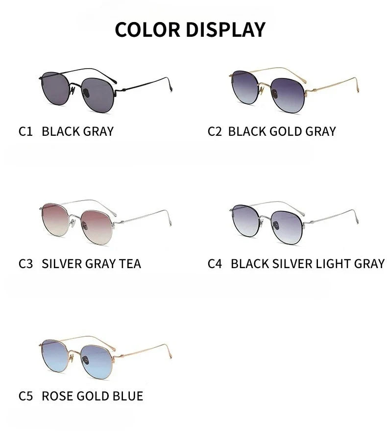 Pure Titanium Ultra Light  Round Women Sunglasses Fashion Outdoor Sports UV400 Men Sunglasses Can Be Paired Prescription Lenses
