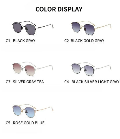 Pure Titanium Ultra Light  Round Women Sunglasses Fashion Outdoor Sports UV400 Men Sunglasses Can Be Paired Prescription Lenses