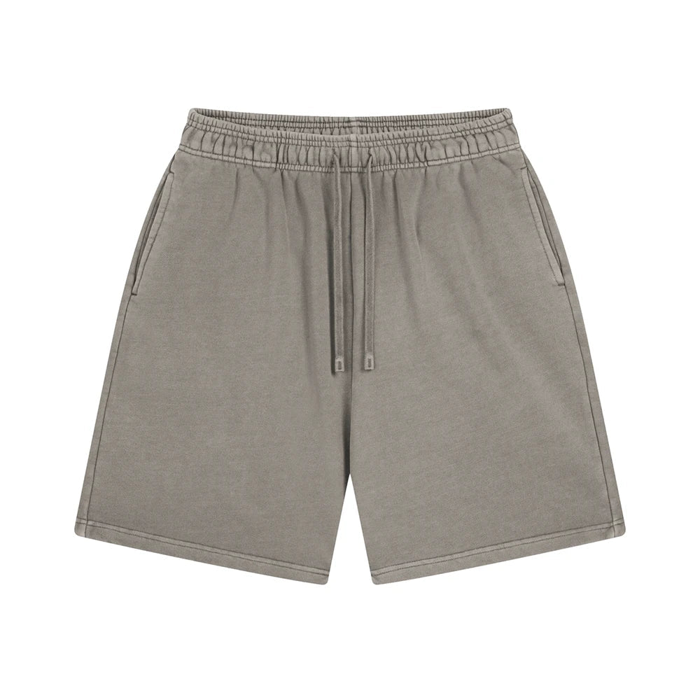 Fashion Summer Men 420gsm Washed Cotton Shorts Retro Unisex High Street Terry Knee Length Short Pants Streetwears HY0845