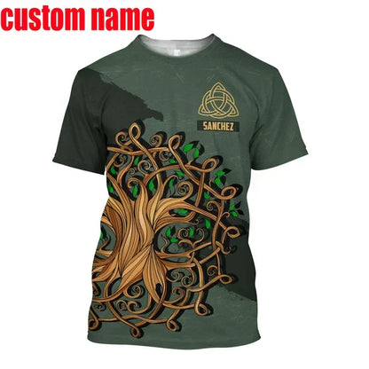 2023 Summer New Printed Irish Celtic Men's and Women's T-shirt, Custom Name Short Sleeve Unisex Shirt, Harajuku Large Casual Sty