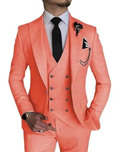 Dark Blue Slim Fit 3 Piece Wedding Suits for Men Best Man Groom Tuxedos Smart Casual Prom Party Business Costume Homme Male Set