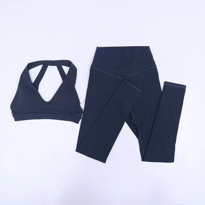 New Summer Women's Ultra Soft Sports Bra And Yoga Pants Set Fashionable Two-Piece Gym Workout Shock-Absorbing Underwear Suit
