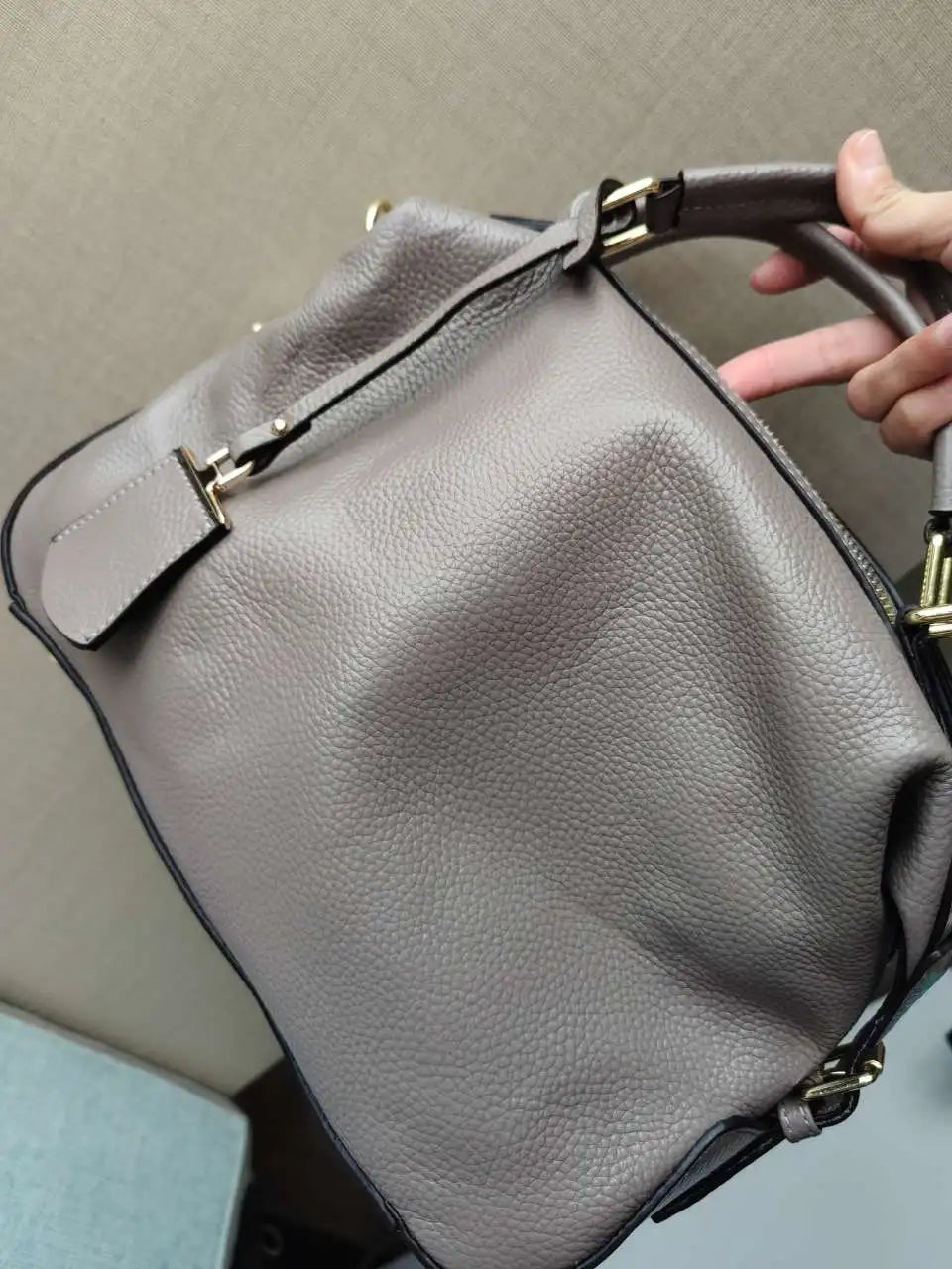 Dark Blue Women Boston Bag 100% Genuine Leather Handbags Female Charm Crossbody Purse Luxury Shoulder Bags For Work Shoppi