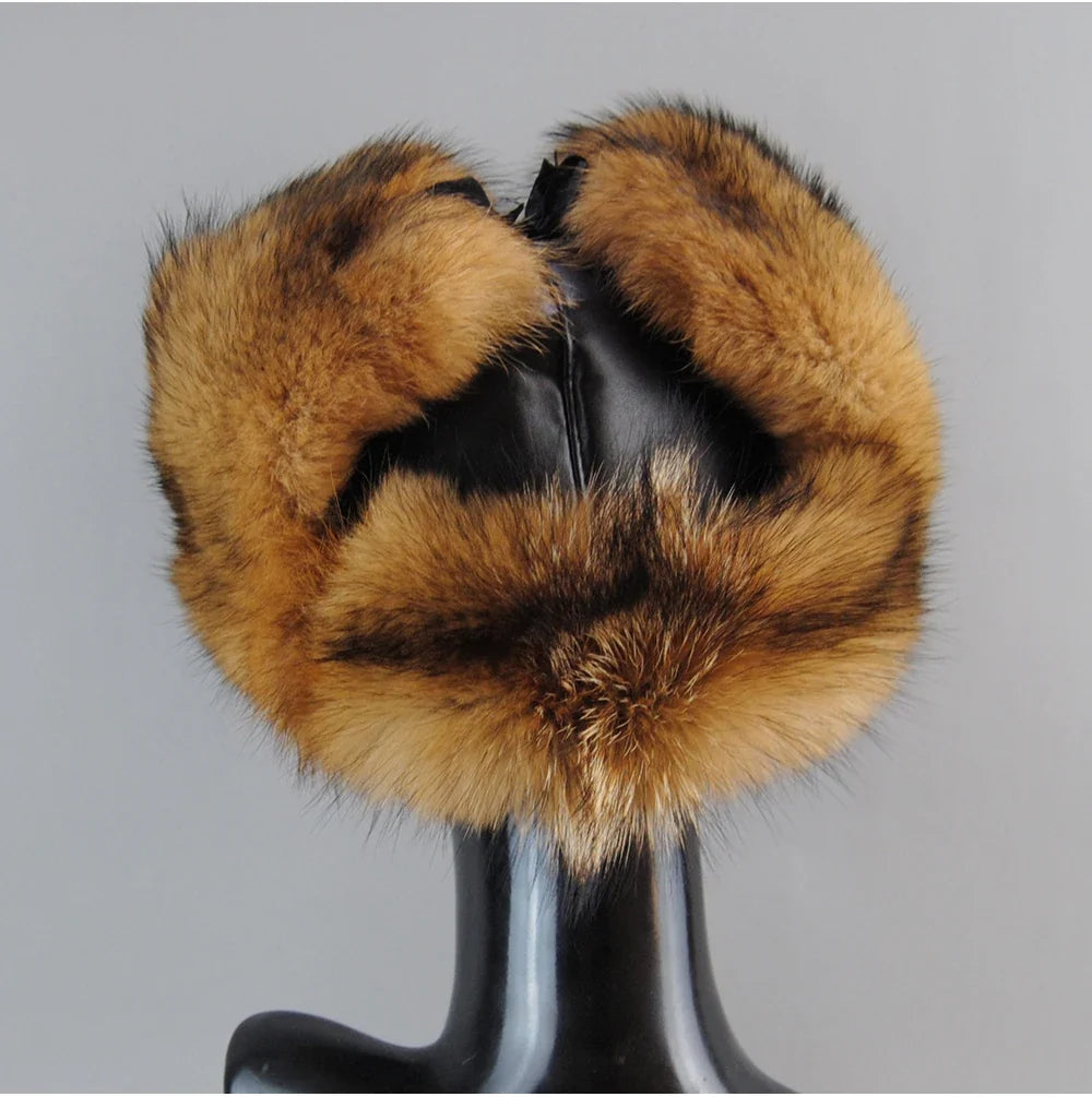 Winter Outdoor Windproof Ski Caps Warm Bomber Hat For Men Real Dog Fur Russian Leather Hat Ushanka Thick Warm Cap With Ear Flaps