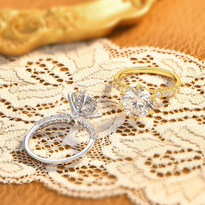 Bagues classiques ATTAGEMS 4 carats en moissanite ronde brillante avec pavé, anneau de fiançailles ou de mariage en argent 925 pour femme, un choix de cadeau de bijoux.