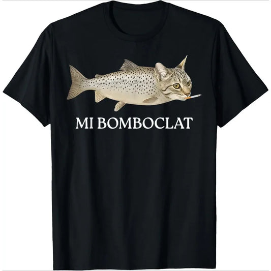 Sad Cat Emoji T-Shirt Humorous Letter Print Women's Black Short-Sleeved Casual Loose-Fit Basic Crew Neck Top for Daily Wear