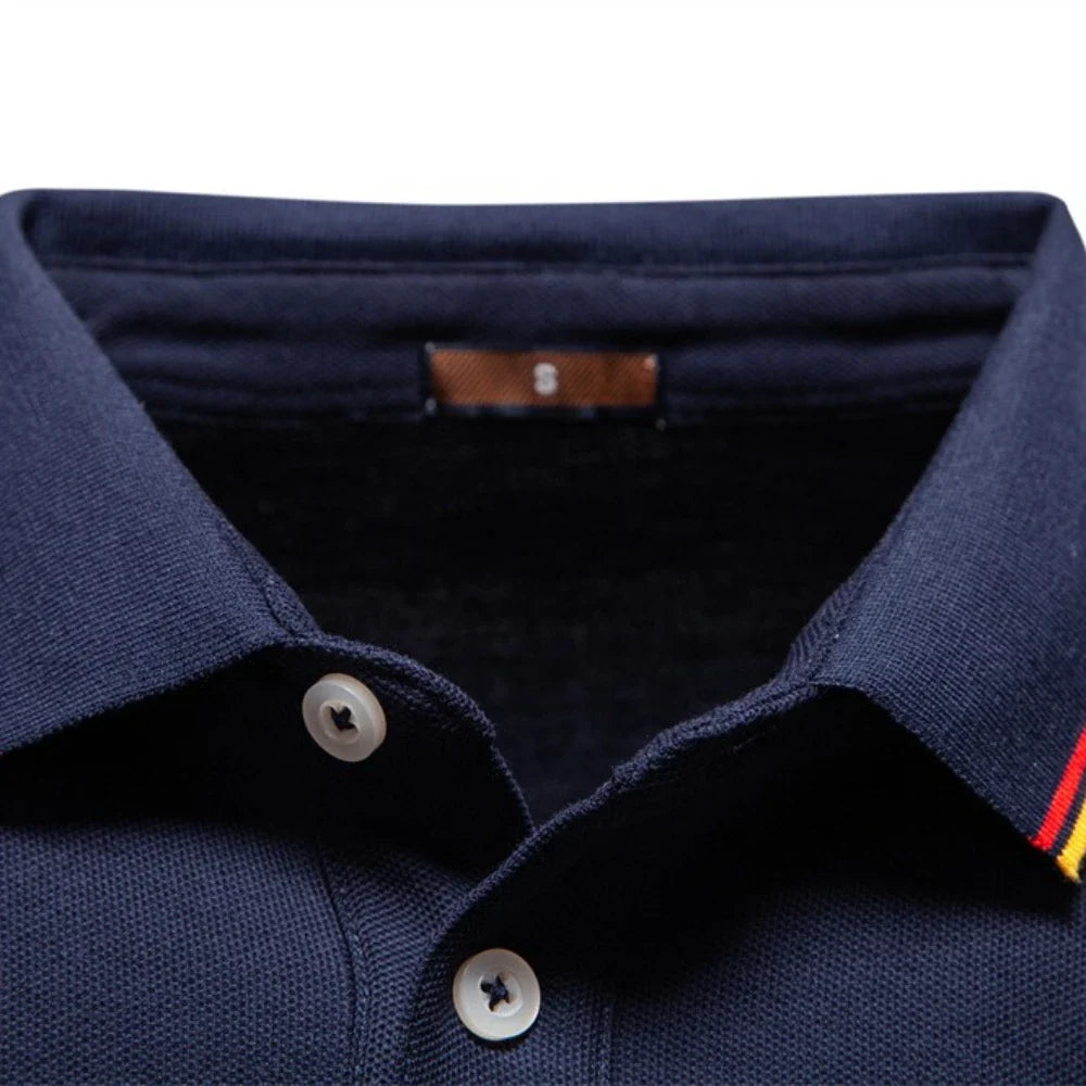 2025 New Men's Mock Neck Polo Shirts for Men Cotton Solid Color Long Sleeve Polo Desinger Social Luxury Touch Male