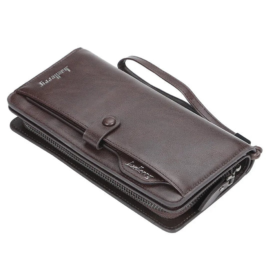 Portefeuille long rétro pour hommes, multifonctionnel, porte-cartes, pochette pour téléphone portable, organisateur de cartes de haute qualité