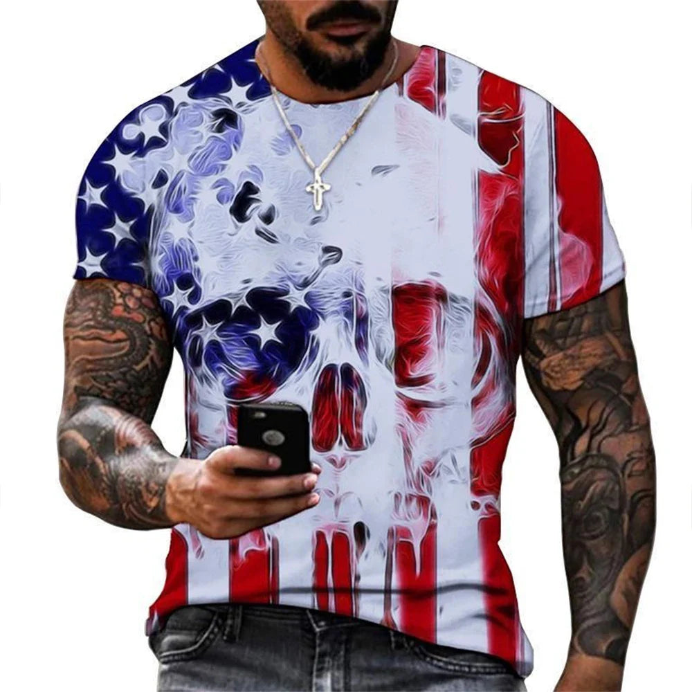 Summer Hot Selling Men's Creative Personality Soaring Eagle Animal 3D Printing Fun Casual Fashion T-shirt