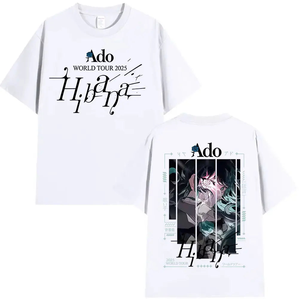 Japanese Ado Hibana WORLD TOUR 2025 New T-Shirts Men Women Clothing Gothic Short Sleeve T Shirt Hip Hop Oversized Cotton T-shirt
