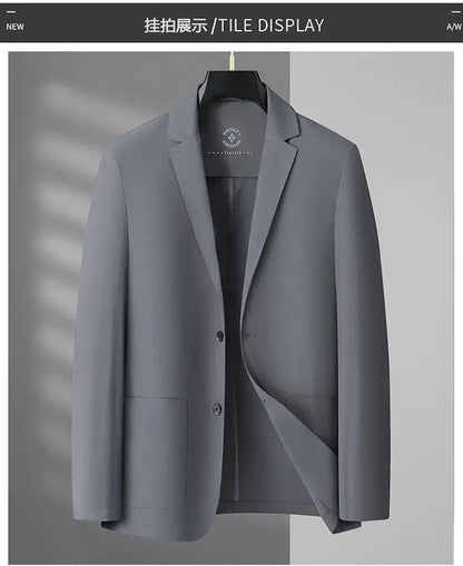 2025 Summer Ice Silk Thin Sunscreen Suit Jackets for Men Classic Business Casual Blazers Wedding Social Dress Coat Men Clothing
