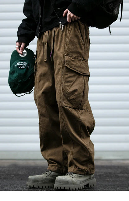Oversized Cargo Pants For Men Multi Pocket Loose Fit Streetwear Casual American Style Korean Trendy Fashion Straight Leg Pants