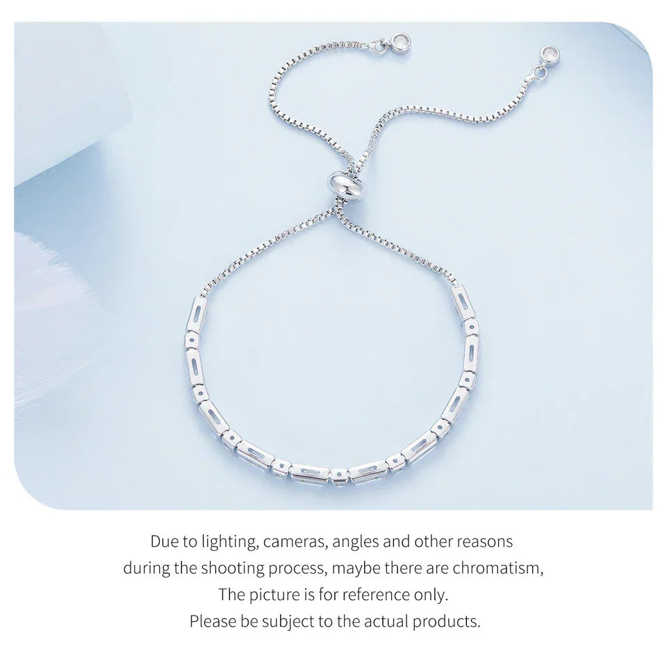 Luxury Square Zircon Adjustable Bracelet Sparkling Zirconia Chain Link for Men Women Birthday Gift Crystal Fine Jewelry