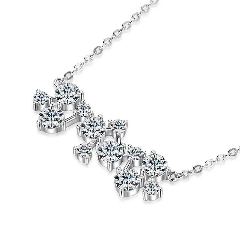 Exquisite 4mm & 2.5mm Full Moissanite Necklaces 925 Sterling Silver Tinsel Pendant Necklace for Bridal Wedding Jewelry Gif