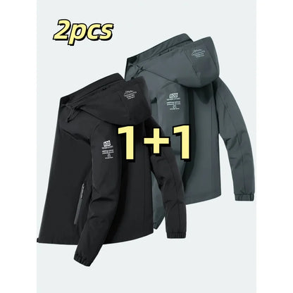 Windproof detachable hooded jacket Korean style trendy loose fashion casual men's jacket