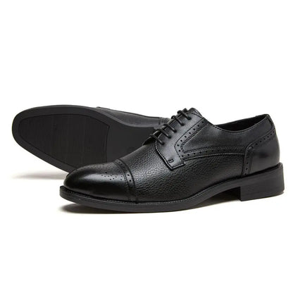 Men Summer PU Round Toe Lace Up Height Increase Business Formal Dress Shoes Breathable Anti-Slip For Office Work Shoes