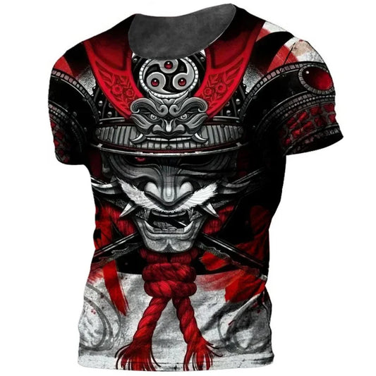 3D Printed Japanese Samurai T-Shirt For Men Cool Warrior Graphic Tees Casual Harajuku Loose O-Neck T Shirts Short Sleeve Tops