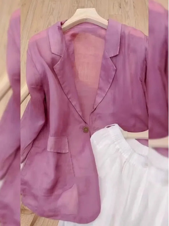 Elegant Casual Women's Suit Jacket 2026 New Shirt Unique High-End Sun Protection Beautiful Top Slimming Pure Color Button up
