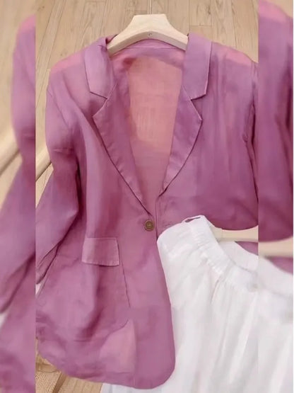 Elegant Casual Women's Suit Jacket 2026 New Shirt Unique High-End Sun Protection Beautiful Top Slimming Pure Color Button up
