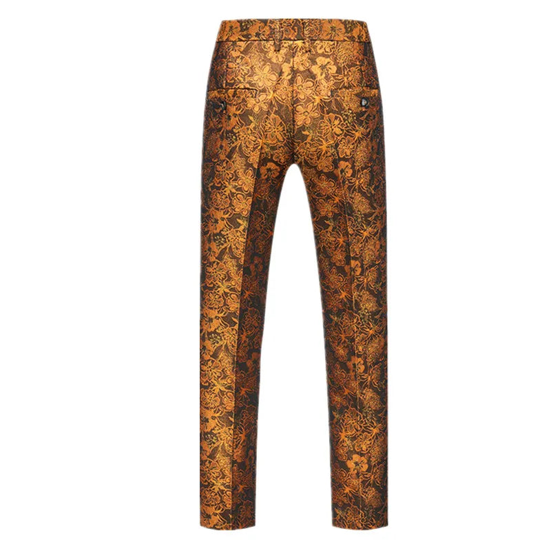 New Men Luxury Jacquard Suit Pants Fashion Wedding Party Groom Dress Trouser
