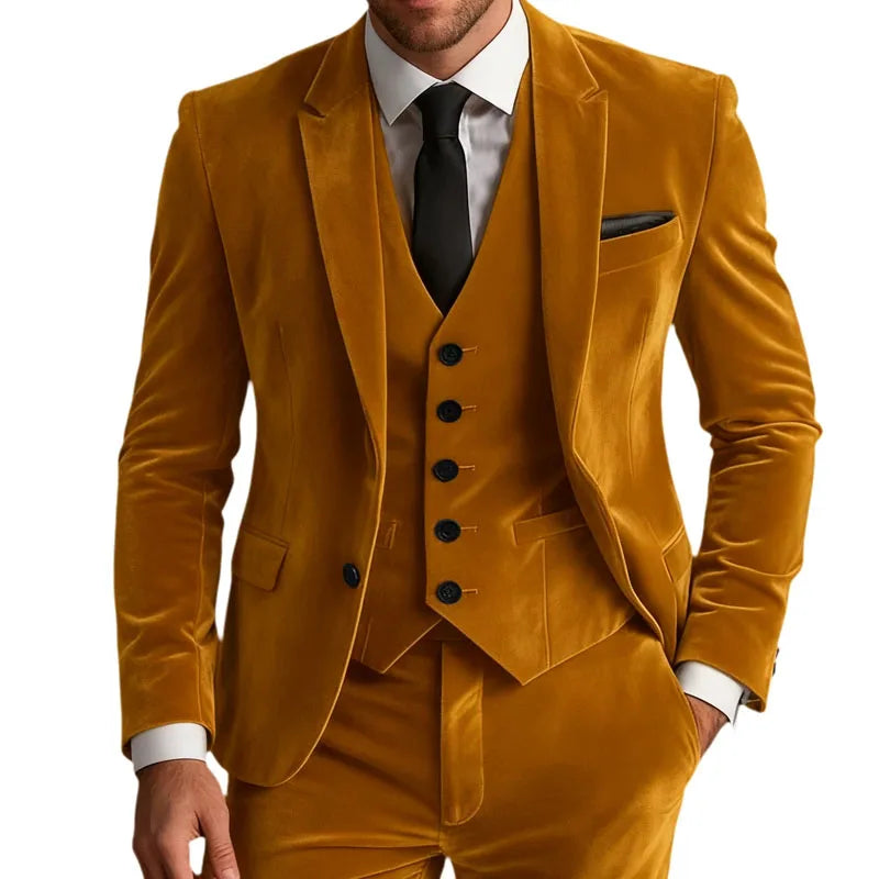 Elegant Wedding Men's Suit Business Tuxedos Formal 3 Piece Set Jacket Vest Pants Single Breasted Men Sport Coats Blazers
