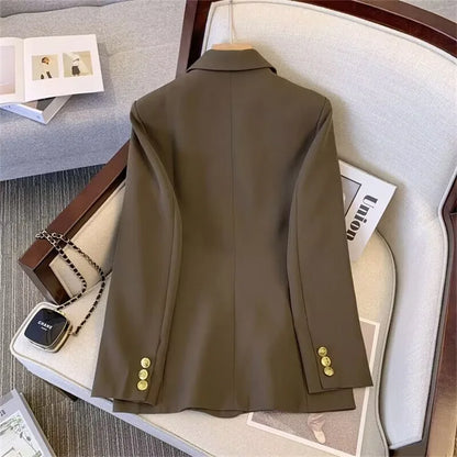 Office Lady Slim Blazer for Women, Long Sleeve Coats, Black Jackets, Casual Outerwear, Fall, Winter Fashion, 2023
