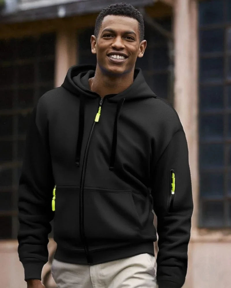 Casual top men's 2024 autumn and winter sportswear solid color men's top - fashionable sports solid color hoodie