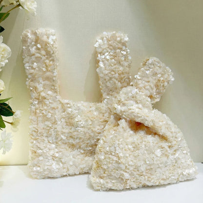 Elegant White Sequin Clutch Evening Bag for Women Mini Hobo Handbag Bridal Party Prom Dress Accessory Female Wedding Purse