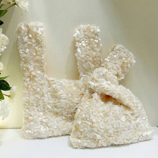 Elegant White Sequin Clutch Evening Bag for Women Mini Hobo Handbag Bridal Party Prom Dress Accessory Female Wedding Purse