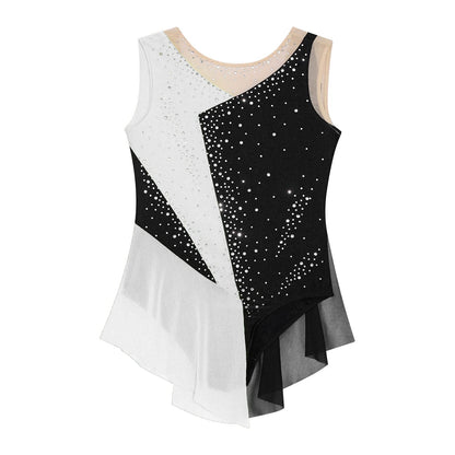 Kids Girls Sparkly Rhinestone Ballet Jersey Leotard Dress Toddler Gymnastics Artistic Figure Skating Dance Leotards Costume