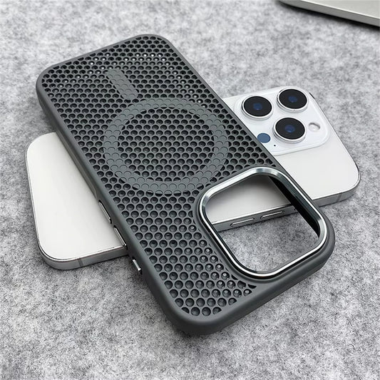 Heat Dissipation Mesh For Magsafe Magnetic Wireless Charge Case For iPhone 16 15 14 Plus 13 12 Pro Max Breathable Armor Cover