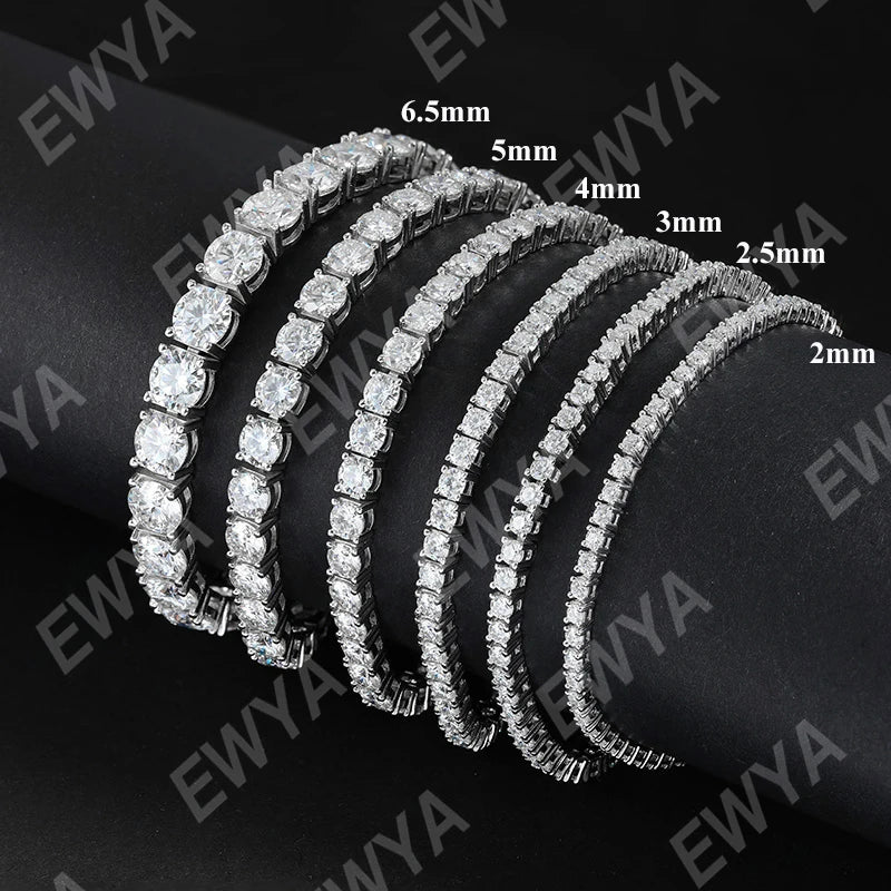 3mm 4mm 5mm Moissanite Tennis Bracelet for Women Men 925 Silver Plated 18k Gold Pass Diamond Tester Link Bracelets Bangle