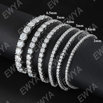 3mm 4mm 5mm Moissanite Tennis Bracelet for Women Men 925 Silver Plated 18k Gold Pass Diamond Tester Link Bracelets Bangle
