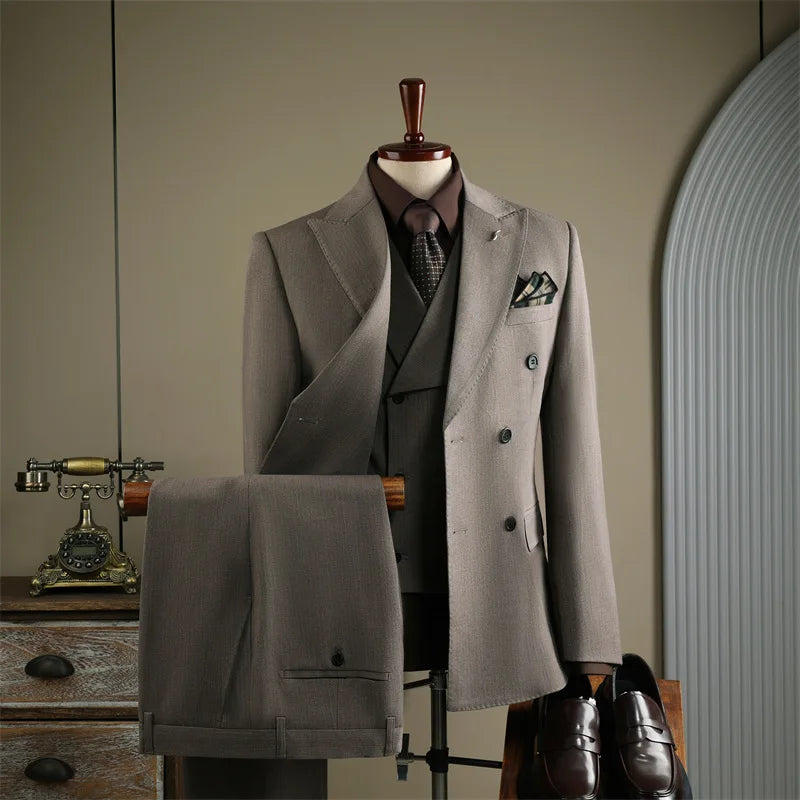 Evening Dinner Formal Slim Fit Suit Sets For Men Wedding Party Classic Tuxedos Fashion Banquet Male High-end Outfits 3 Pieces