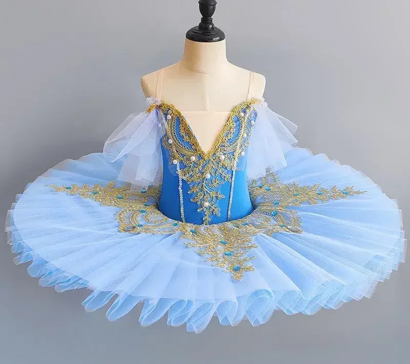 Professional Ballet Girl Blue Pink Pancake Princess Ballet Party Dress Ballet Dance Costume