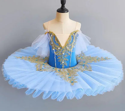 Professional Ballet Girl Blue Pink Pancake Princess Ballet Party Dress Ballet Dance Costume