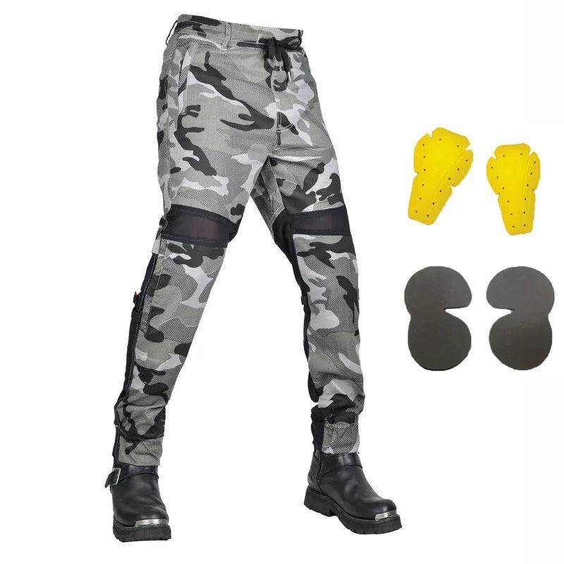 Summer Riding Knight Jeans With Protect Gear Pocket Net Motorcycle Pants  Pantalones Motocicleta Hombre Featherbed Jeans Gears