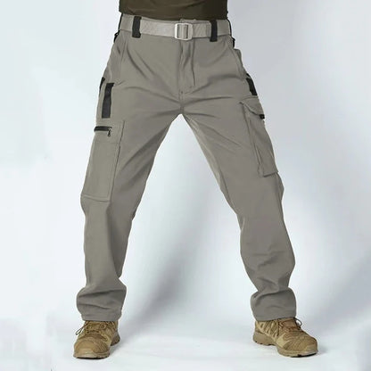 Men's Tactical Work Fleece Pant Multi-Pocket Waterproof SoftShell Trousers Winter Outdoor Wear-Resistant Thick Warm Camping Pant