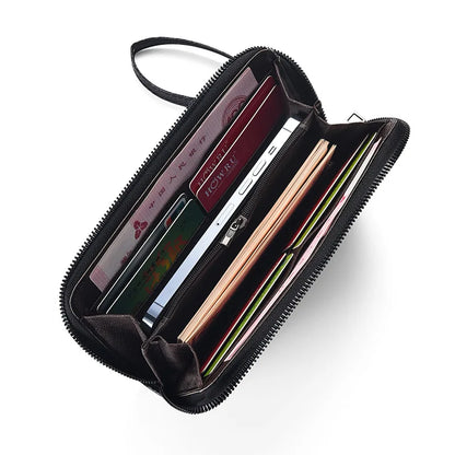 New Color Men`s Long Wallet For Men Rfid Blocking Clutch Organizer Zipper Leather Business Id Credit Card Holder Purse 2024 New